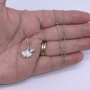 925 Sterling Silver Mother-of-Pearl Necklace "Ginkgo"