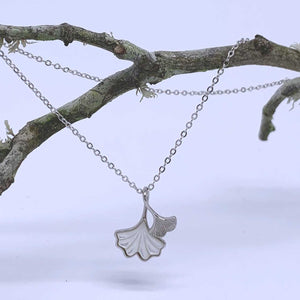 925 Sterling Silver Mother-of-Pearl Necklace "Ginkgo"
