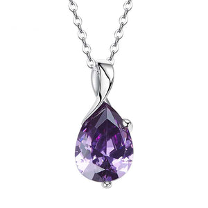 925 Sterling Silver Amethyst Crystal Necklace "Iris"