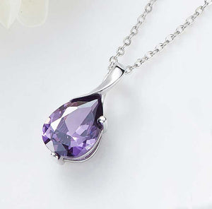 925 Sterling Silver Amethyst Crystal Necklace "Iris"