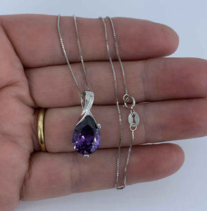 925 Sterling Silver Amethyst Crystal Necklace "Iris"