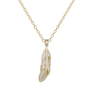 18K Gold Chain with Gold Feather Pendant "Meeno"
