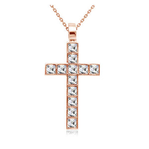 Rose-Gold Crystal Cross Necklace "Ruth"