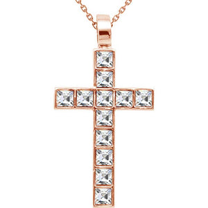 Rose-Gold Crystal Cross Necklace "Ruth"