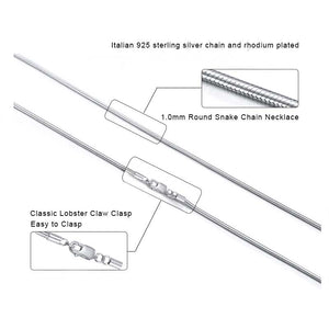 925 Sterling Silver Snake Chain with Lobster Clasp (1mm wide)