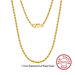 Gold Twisted Rope Chain Necklace (Width 1.2mm)