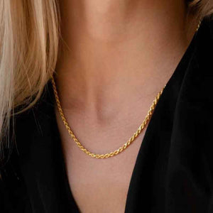 Gold Twisted Rope Chain Necklace (Width 1.2mm)