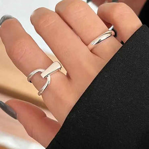silver modern adjustable ring frenelle jewellery