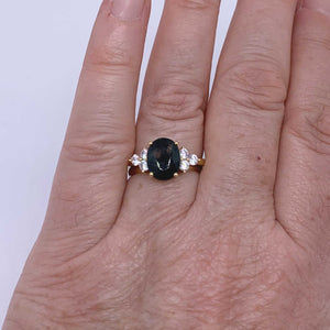18K Gold Ring "Countess" (Moss Agate)