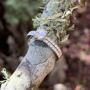 18K White Gold Premium Crystal Wedding Ring Set "Harmony"