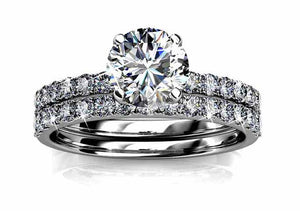 18K White Gold Premium Crystal Wedding Ring Set "Harmony"