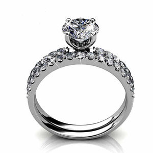 18K White Gold Premium Crystal Wedding Ring Set "Harmony"