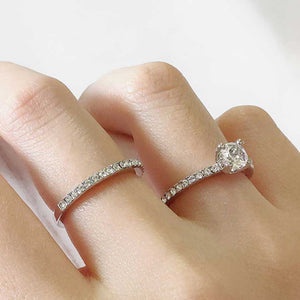 18K White Gold Premium Crystal Wedding Ring Set "Harmony"