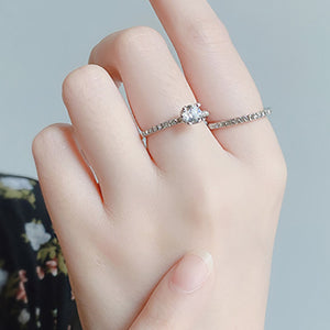 18K White Gold Premium Crystal Wedding Ring Set "Harmony"