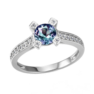 18K White Gold Alexandrite Engagement or Dress Ring "Jarelle"
