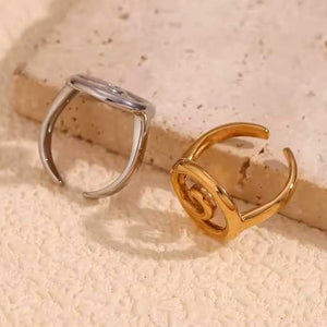 silver adjustable koru ring frenelle