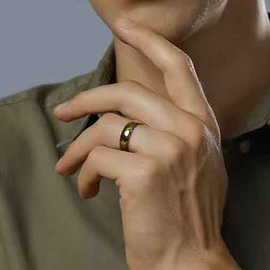 gold wedding ring tungsten carbide