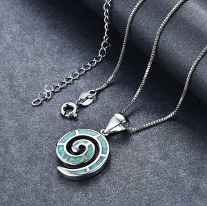 925 Sterling Silver Koru Necklace "Amiria" (Green)