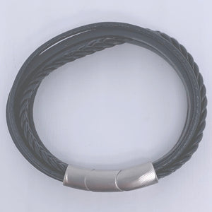 black leather bracelet 5 strand frenelle jewellery