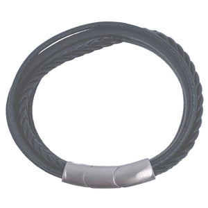 black leather bracelet 5 strand frenelle jewellery