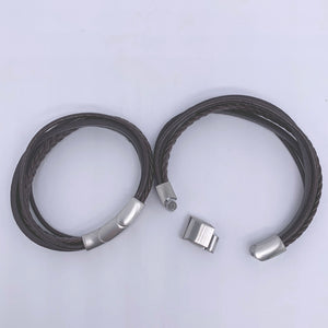 brown leather bracelet 5 strand frenelle jewellery