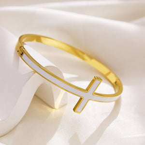 gold cross bracelet for sale online from frenelle jewellery auckland nz