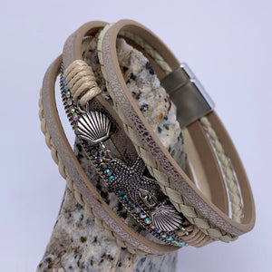 champagne multi strand leather bracelet frenelle jewellery