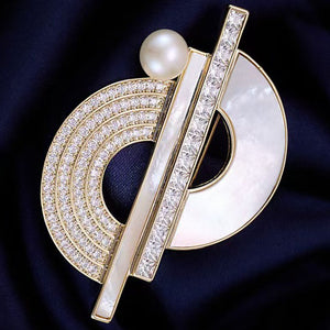 Gold pearl brooch frenelle jewellery
