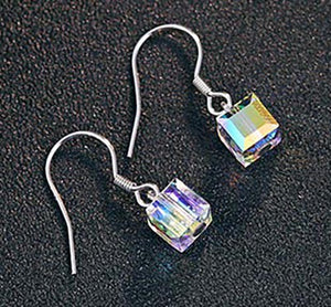 925 Sterling Silver Crystal Cube Earrings "Ariana"