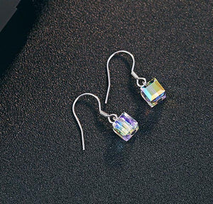 925 Sterling Silver Crystal Cube Earrings "Ariana"