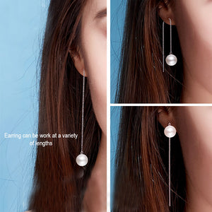 925 Sterling Silver Threader earrings with Swarovski pearls - "Angela"