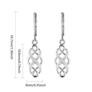 Silver Opal Celtic Earrings "Ciara" (White)