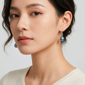 freshwater pearl earrings baroque blue grey peacock colours frenelle jewellery