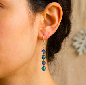 silver dangle earrings made with swarovski crystals by frenelle jewellery auckland nz