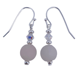 Silver Crystal Gemstone Earrings "Janine" (Adventurine)