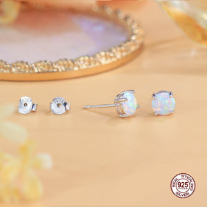 silver 6mm white opal stud earrings frenelle jewellery online auckland nz