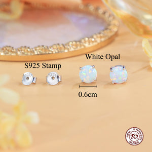 silver 6mm white opal stud earrings frenelle jewellery online auckland nz