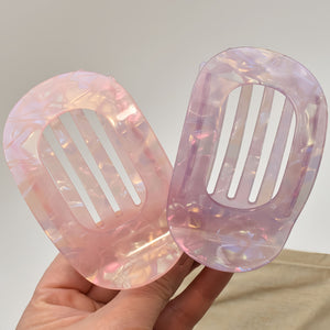 Flat Hair Clip "Mel" (Pink Glow)