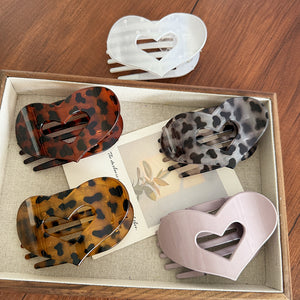 Heart Shape Flat Hair Clip "Mel-Heart" (Grey-Black)