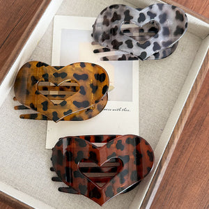 Heart Shape Flat Hair Clip "Mel-Heart" (Grey-Black)