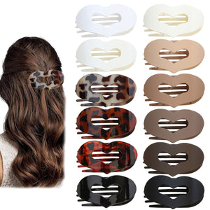 Heart Shape Flat Hair Clip "Mel-Heart" (Grey-Black)