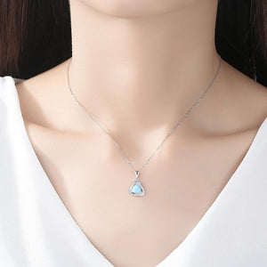925 Sterling Silver Opal Necklace "Eleanor" (Blue)