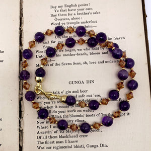 amethyst gemstone necklace with swarovski crystals jewellery by frenelle, auckland nz