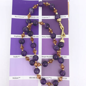 amethyst gemstone necklace with swarovski crystals jewellery by frenelle, auckland nz