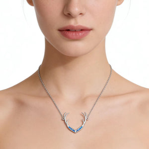 stag deer antlers opal silver nz necklace pendant