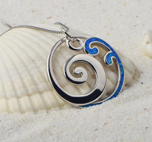 silver opal koru nz necklace pendant frenelle jewellery online auckland
