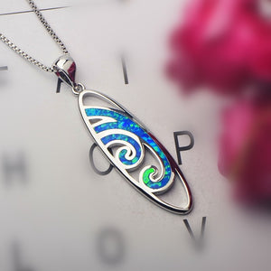 silver blue opal pendant necklace frenelle jewellery online auckland nz