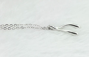 925 Sterling Silver Wishbone Pendant Necklace "Wishes"