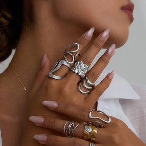 modern silver adjustable ring frenelle jewellery
