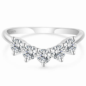 Silver Moissanite 5 Stone Eternity Ring "Anuska"